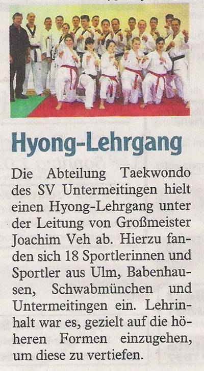 Zeitungsbericht Lehrgang Hyong Untermeitingen