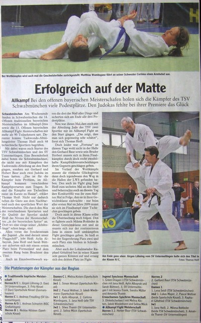 Zeitungsbericht von der 14. Offenen traditionellen bayerischen Meisterschaften im Allkampf-Jitsu