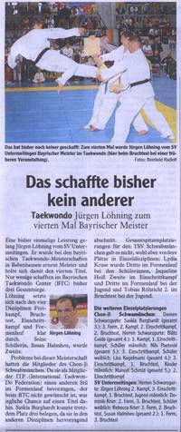 14. Offenen Bayerischen Meisterschaft im traditionellen Taekwon-Do