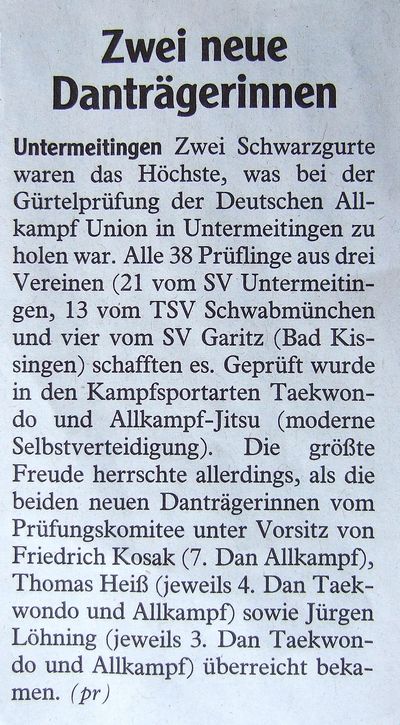 Zeitungsbericht