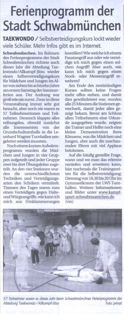 Zeitungsausschnitt Stadtzeitung